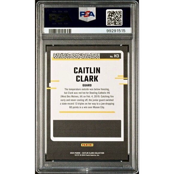 Caitlin Clark 2024 Panini Donruss Highlights Vortex #H3 005/399 Card PSA 9 Mint - Picture 2 of 2